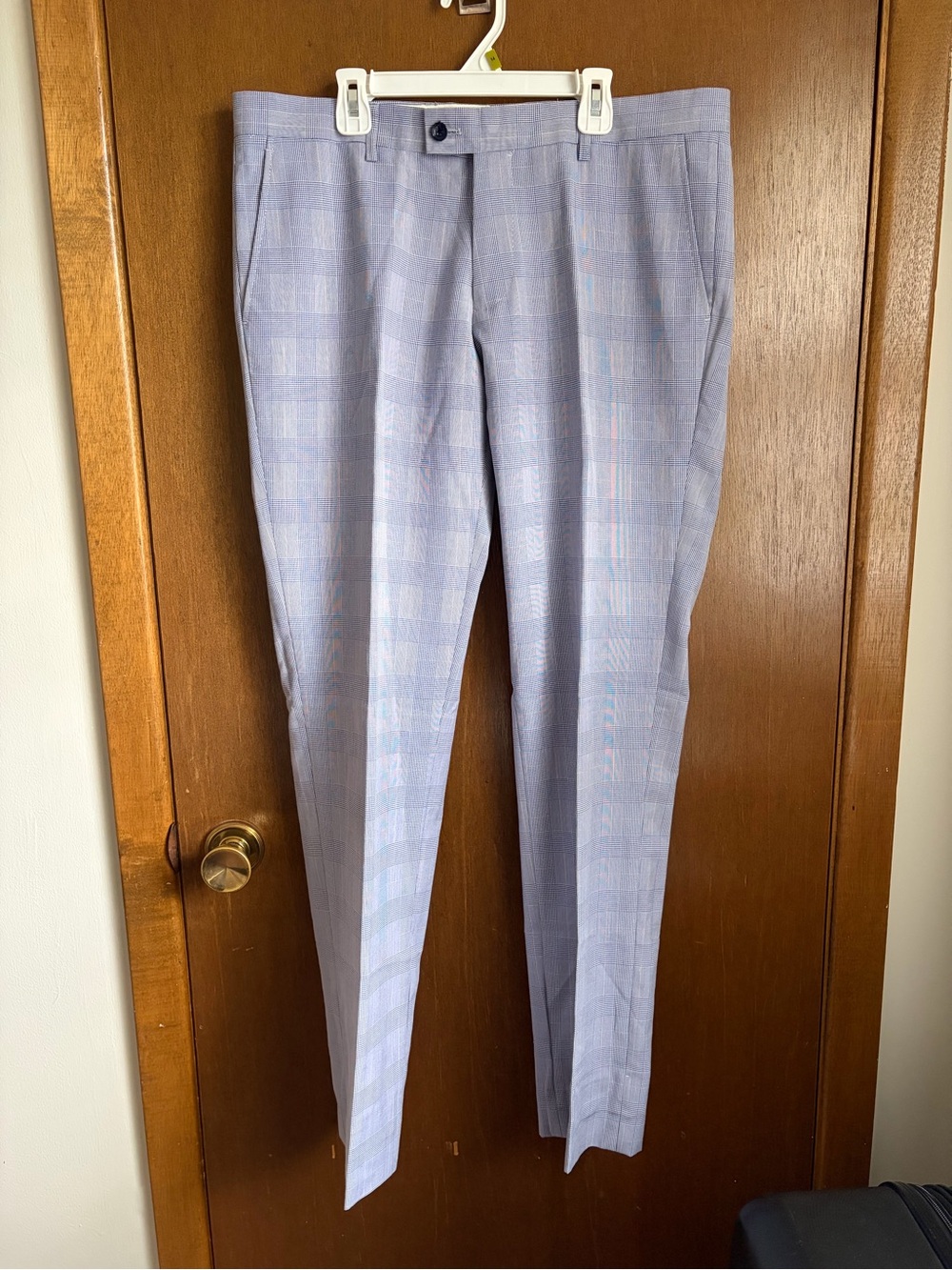 Slim Fit Light Lavender Plaid Dress Pants - Men's